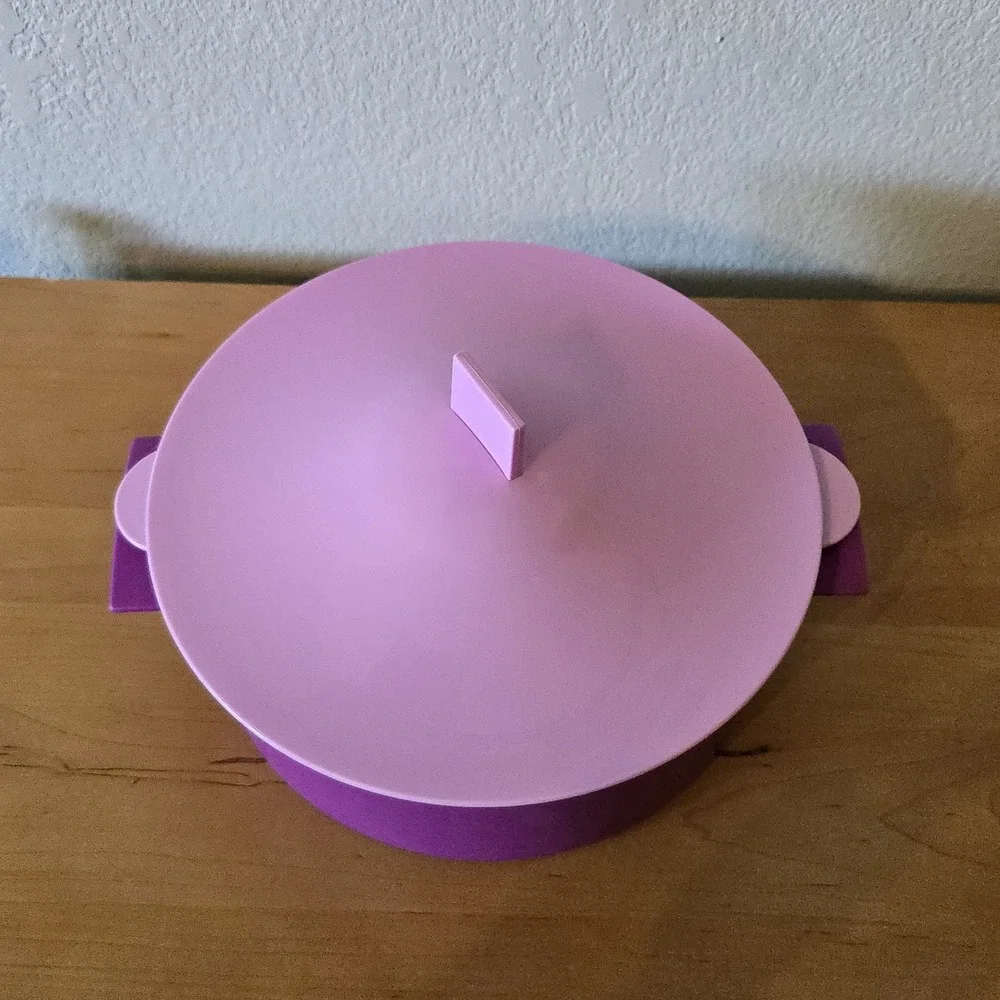 Tupperware 3 Piece Microwave‎ Steamer Cooker Strainer & Lid Purple Kitchen Vtg